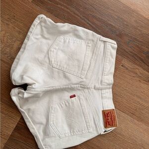 Levi white denim shorts